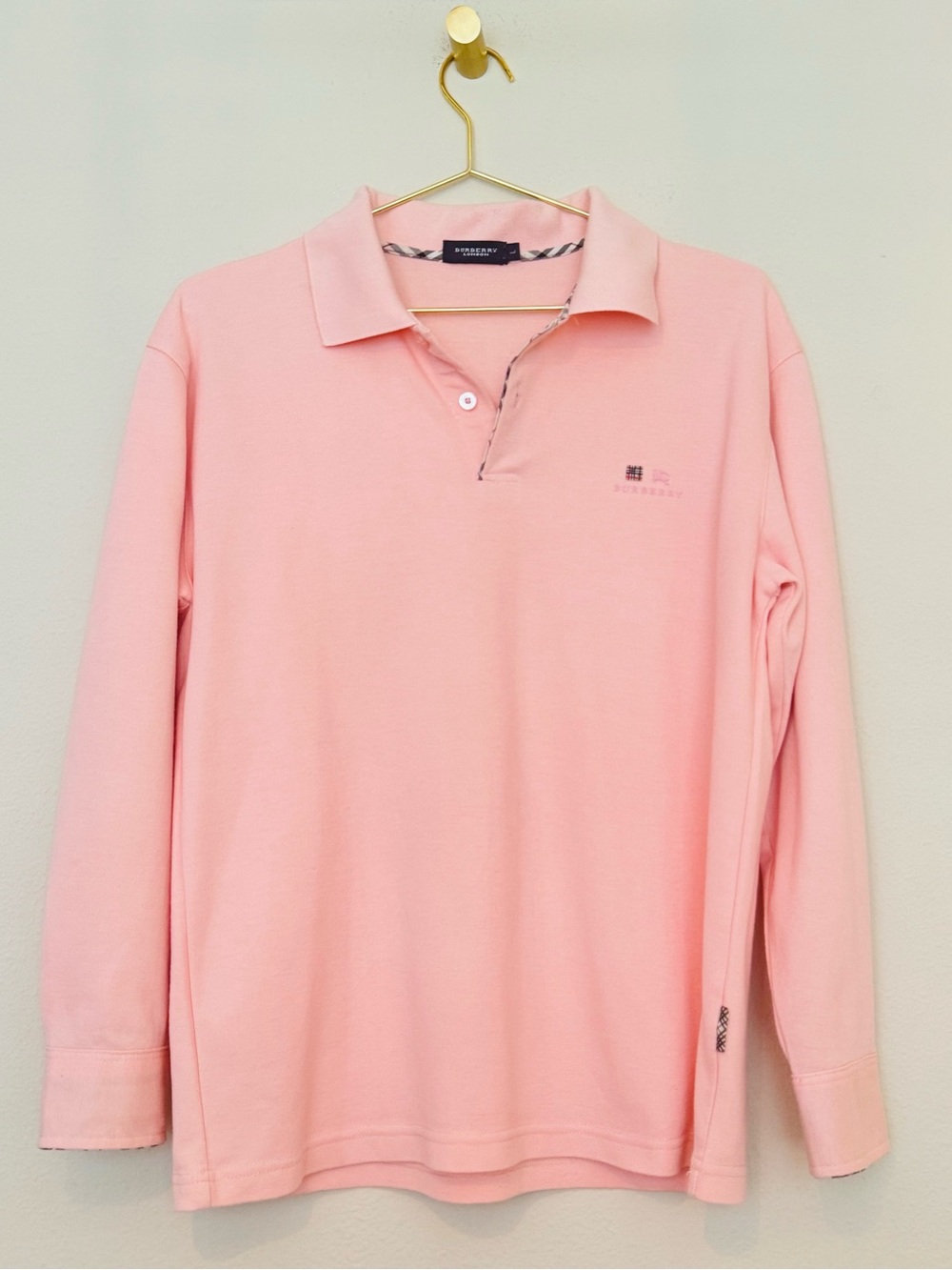 Burberry Long-Sleeve Pink Polo Shirt